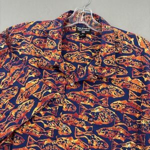 Vintage Polo Ralph Lauren Shirt Mens XL Camp Collar AOP Orange Blue Fish 90s Y2K